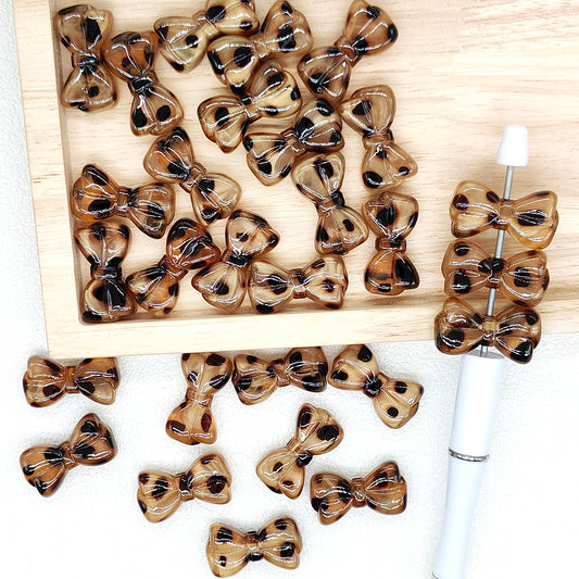 Leopard Bow Acrylic Beads,Resin Shape Beads for Pen Beaded Craft