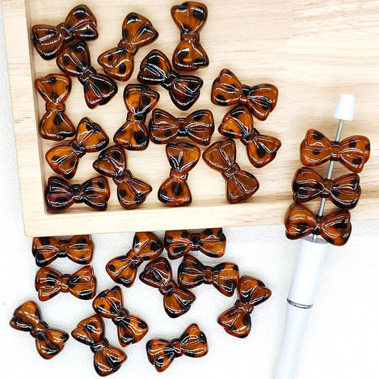 Leopard Bow Acrylic Beads,Shape Beads for Keychain Making