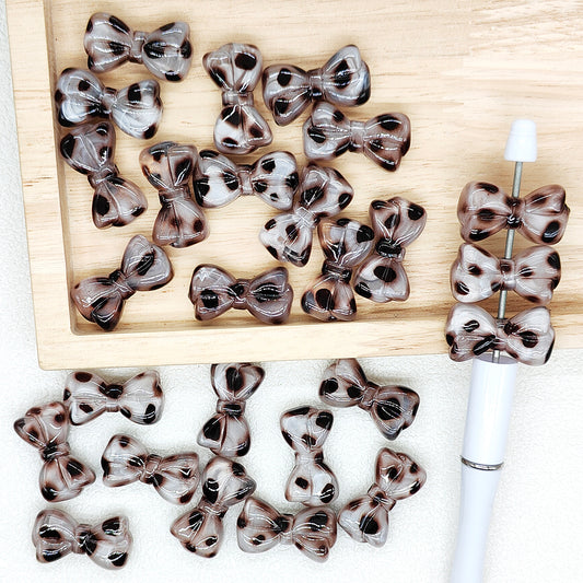 Leopard Bow Shape Acrylic Beads,Wholesale Beads for Pen Charm