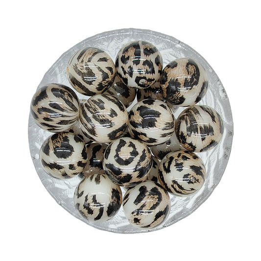 20mm Leopard Animal Print Chunky Bubblegum Acrylic Beads