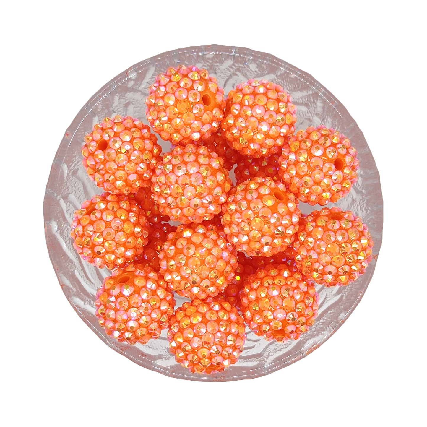 20mm Light Orange Red Rhinestone Bubblegum Acrylic Beads