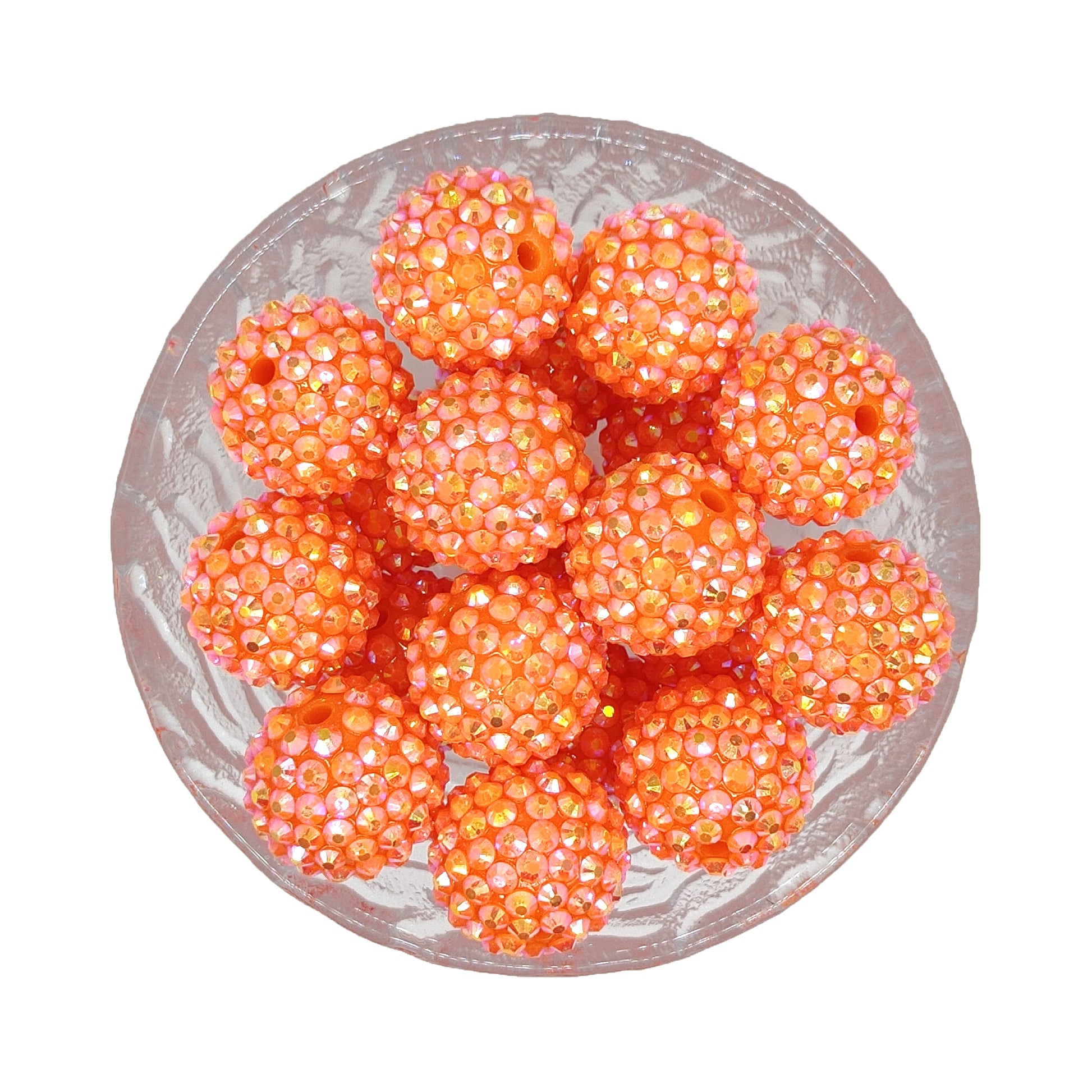 20mm Light Orange Red Rhinestone Bubblegum Acrylic Beads