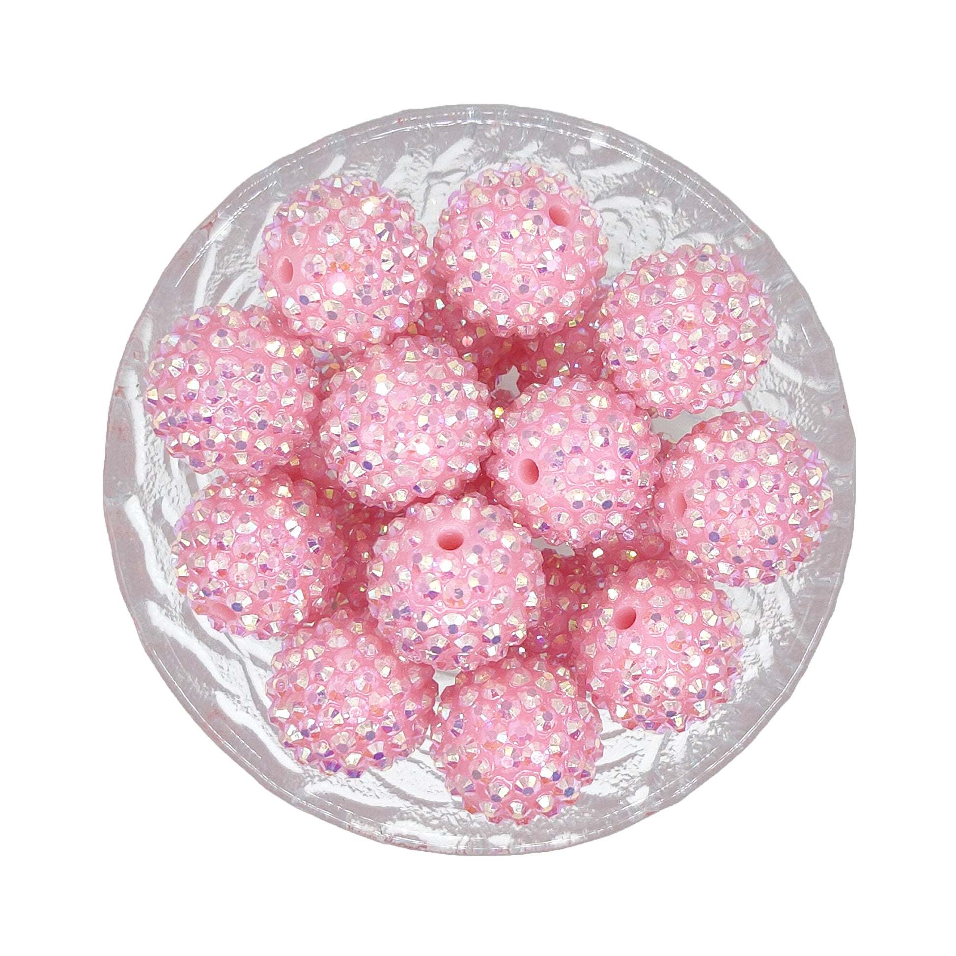 20mm Light Rose Rhinestone Bubblegum Acrylic Beads
