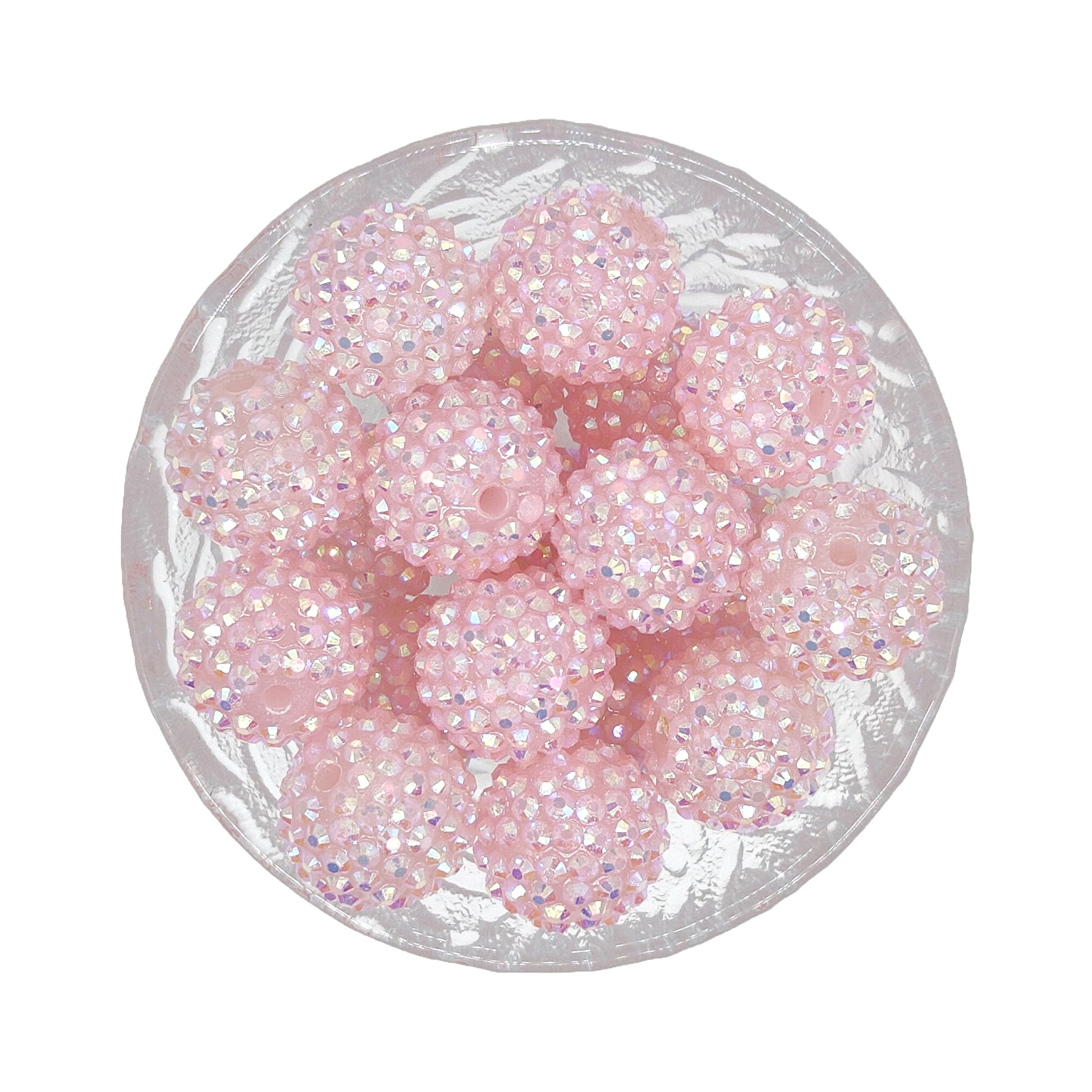 20mm Lighte Pink Rhinestone Bubblegum Acrylic Beads