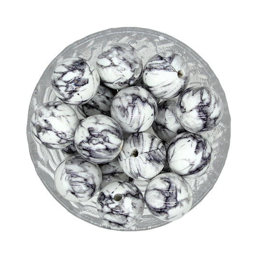 20mm Marble Print Chunky Bubblegum Acrylic Beads