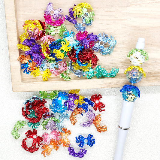 Metallic Assorted Color Bowknot Bead Cap fit 16mm Beads,Spacer Beads