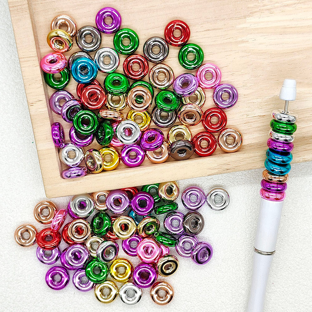 Metallic Donut Spacer Loose Beads,Craft Beads