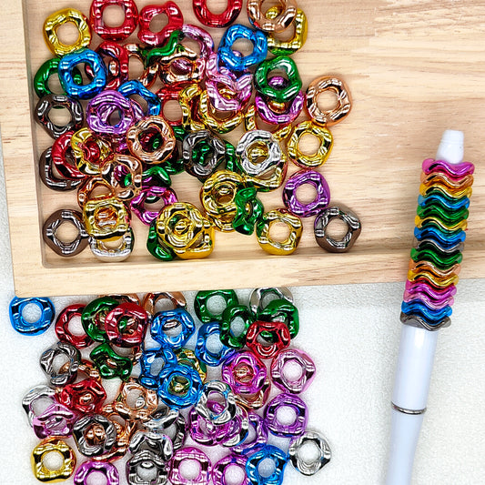 Metallic Wavy Spacer Beads,16mm Acrylic Wavy Spacer