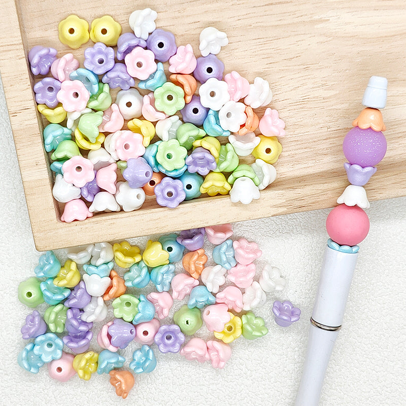 Mini Bell Flower Shape Loose Beads,Multicolor Spacer Beads
