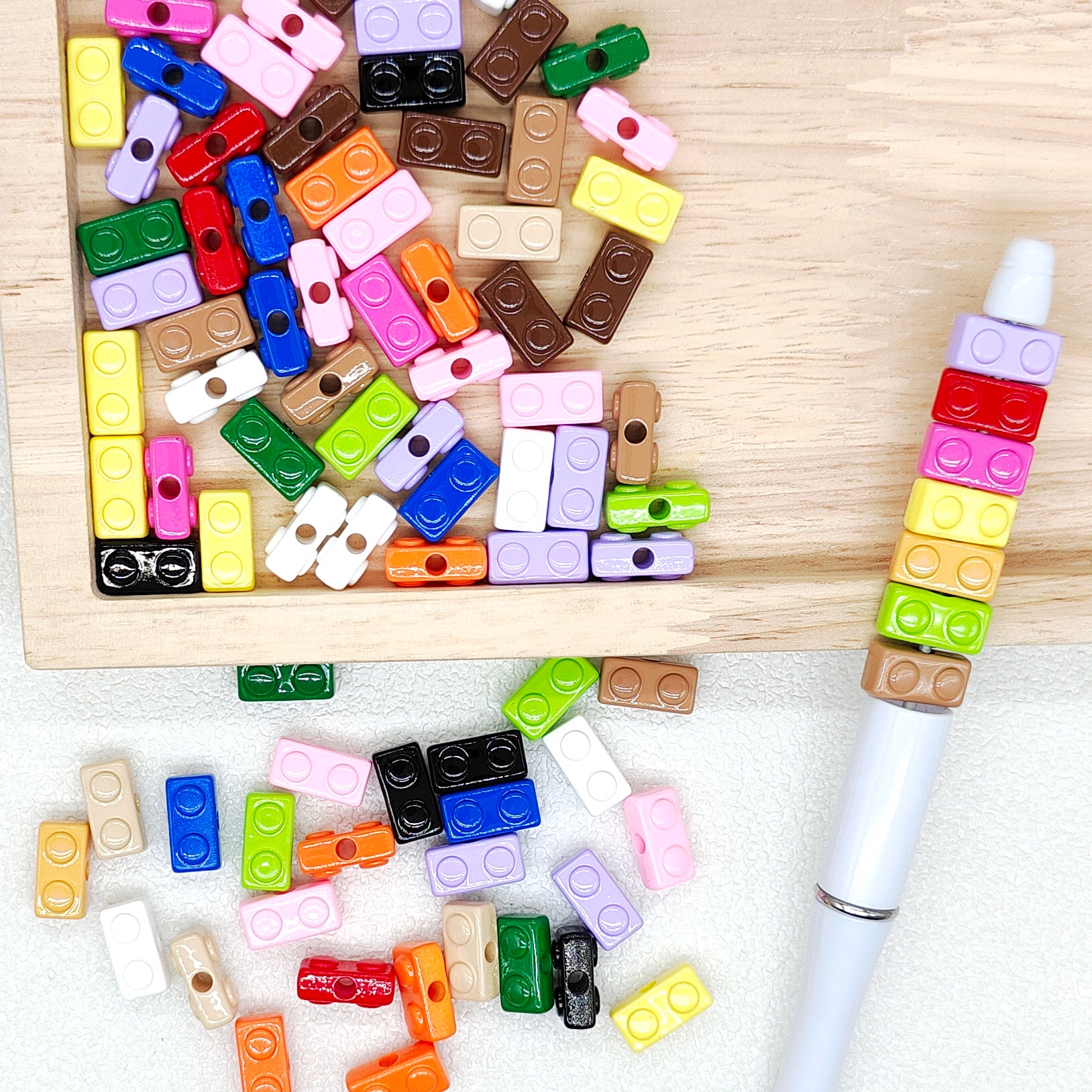 Mini Building Block Shape Acrylic Beads Charms Findings