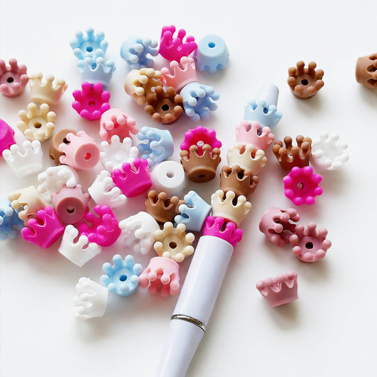 Mini Crown Silicone Spacer Beads Assorted Color