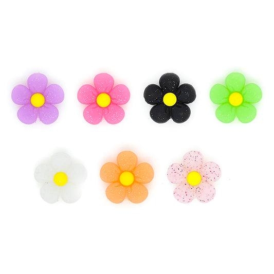 Mix Flower Glitter Silicone Focal Bead