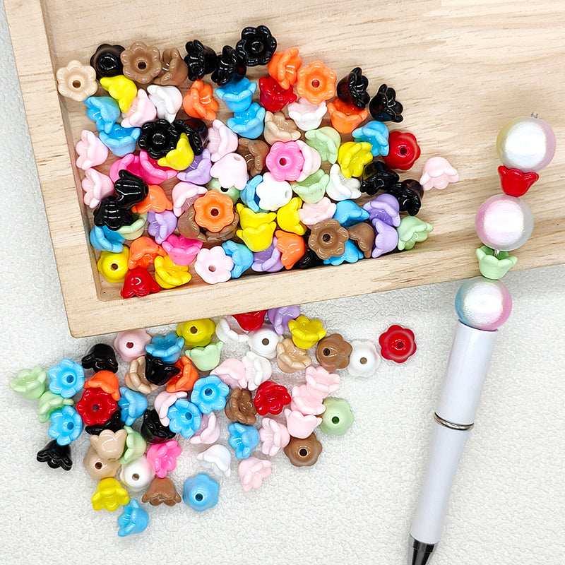 Multicolor Bell‑Shaped Floral Beads,Bead Cap