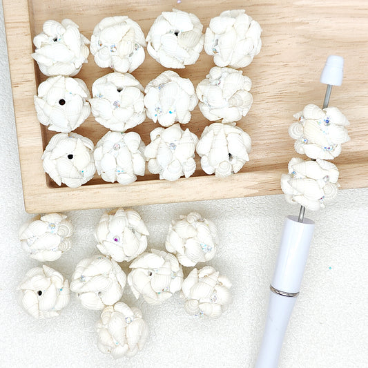 Natural Shell Rhinestone Polymer Clay Beads,Pen Beads