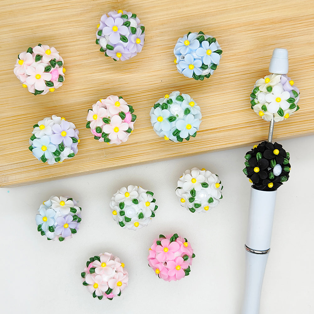 New 20mm Flower Ball,Fancy Polymer Clay Floral Beads