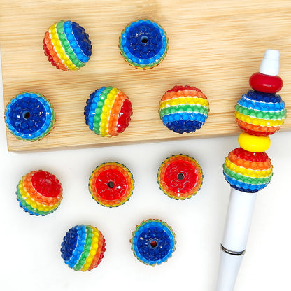 New 22mm Clear Rhinestone Rainbow Chunky Bubblegum Beads,Acrylic Beads