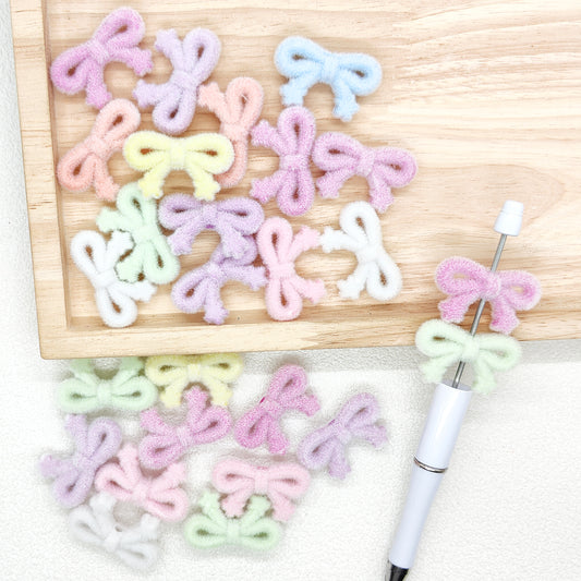 New Flocked Bowknot Beads,Acrylic Loose Beads