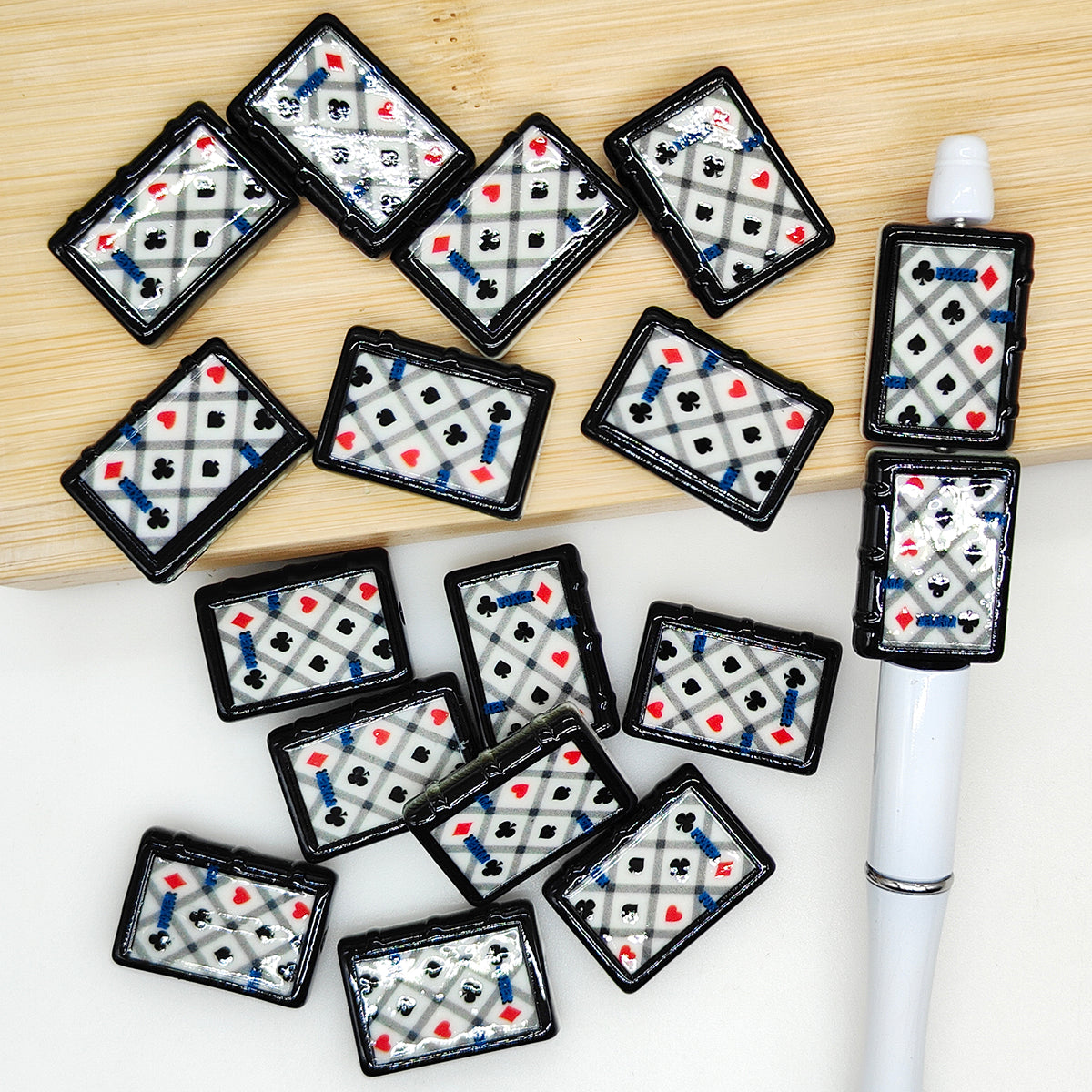 New Playing Cards Acrylic Beads,Rectangle Cards Beads for Craft Pen