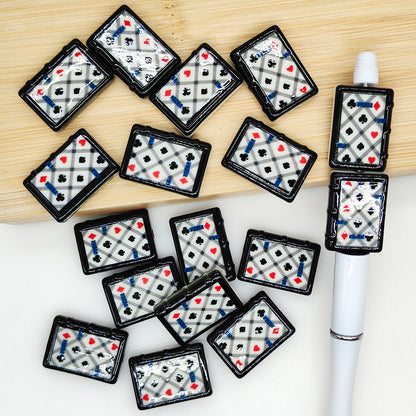 New Playing Cards Acrylic Beads,Rectangle Cards Beads for Craft Pen