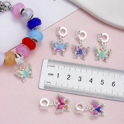 5Pcs/Lot Colorful Butterfly Alloy Bail Beads,Pen Charm Beads