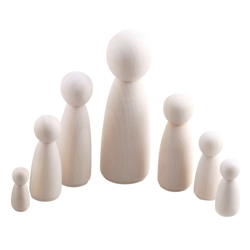 Unfinished Solid Wood Peg Doll People