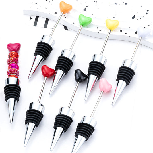 New 5Pcs/Lots Heart Beadable Wine Stopper Blank - Add Beads