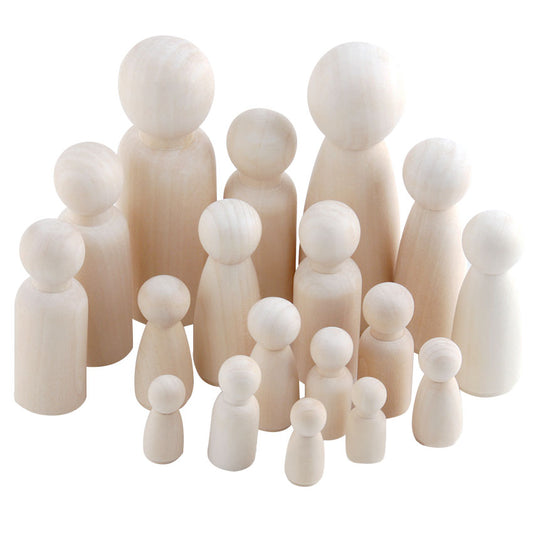 Unfinished Solid Wood Peg Doll People