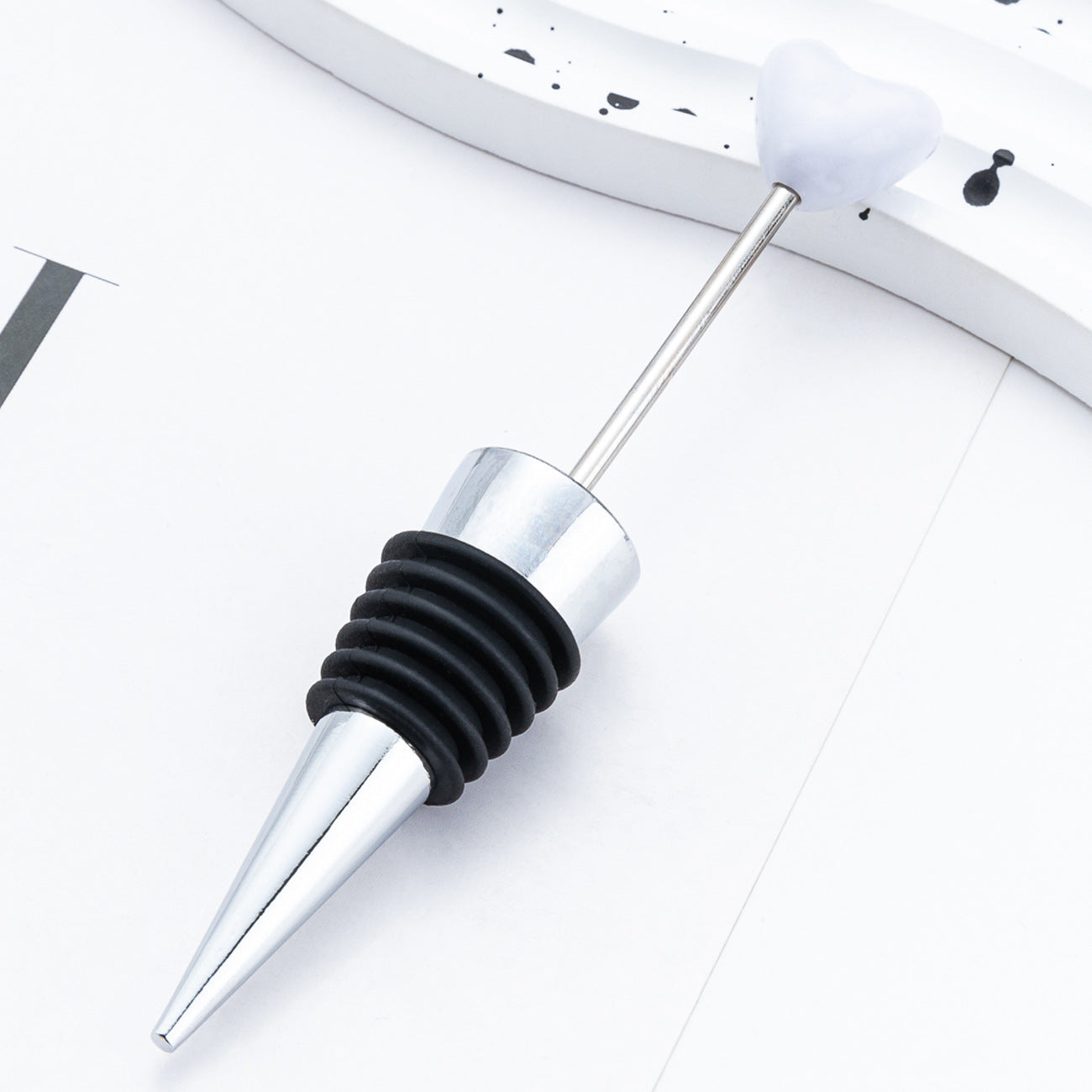 New 5Pcs/Lots Heart Beadable Wine Stopper Blank - Add Beads