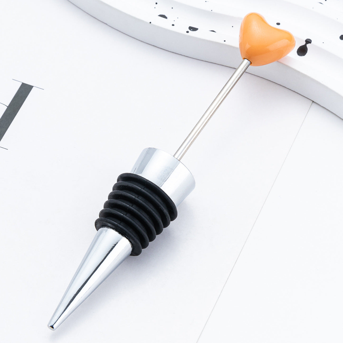 New 5Pcs/Lots Heart Beadable Wine Stopper Blank - Add Beads