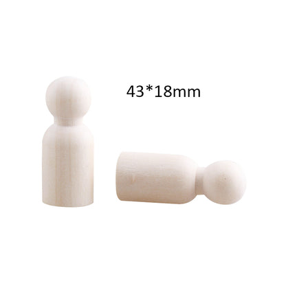 Unfinished Solid Wood Peg Doll People