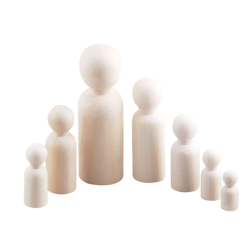 Unfinished Solid Wood Peg Doll People