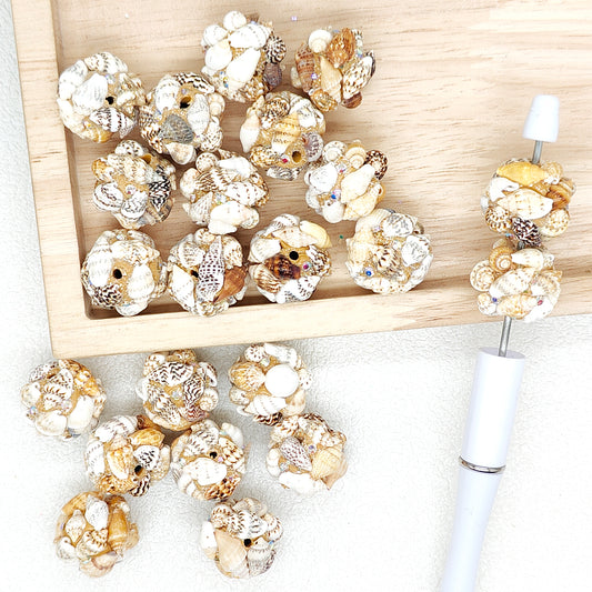 Ocean Shell Iridescent Sequin Rhinestone Polymer Clay Beads