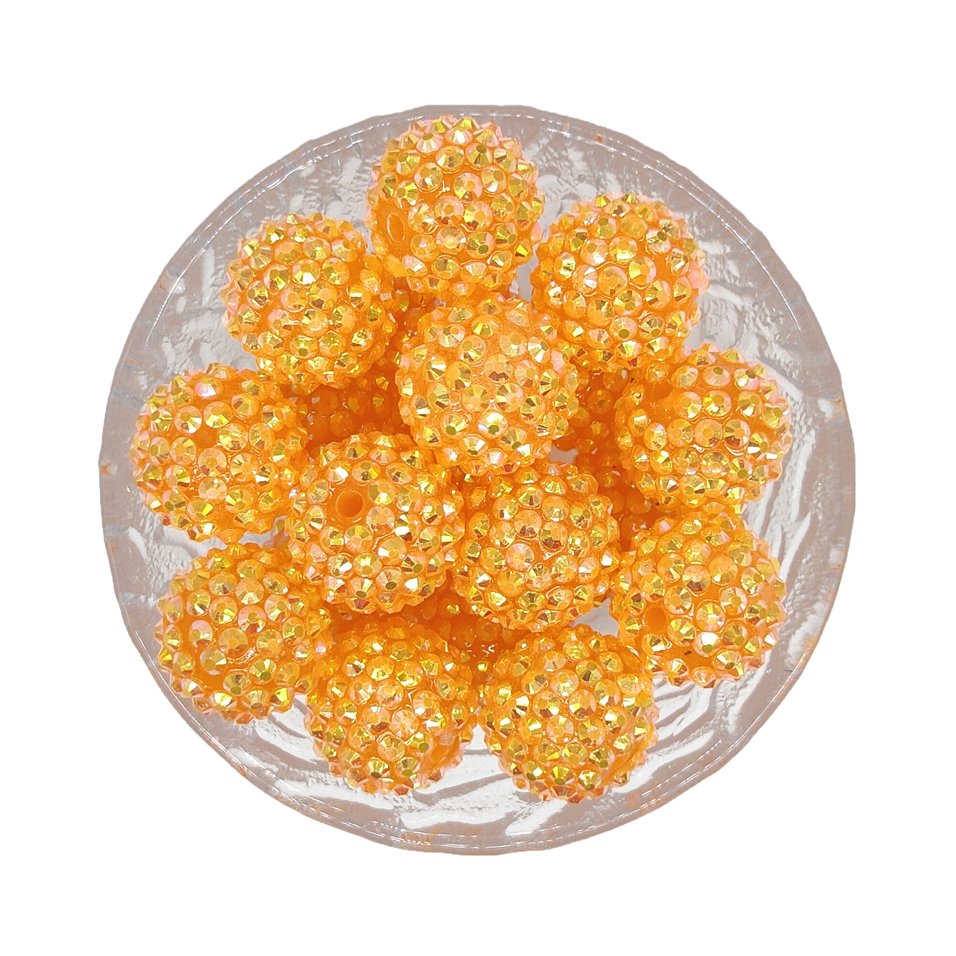 20mm Orange Rhinestone Bubblegum Acrylic Beads