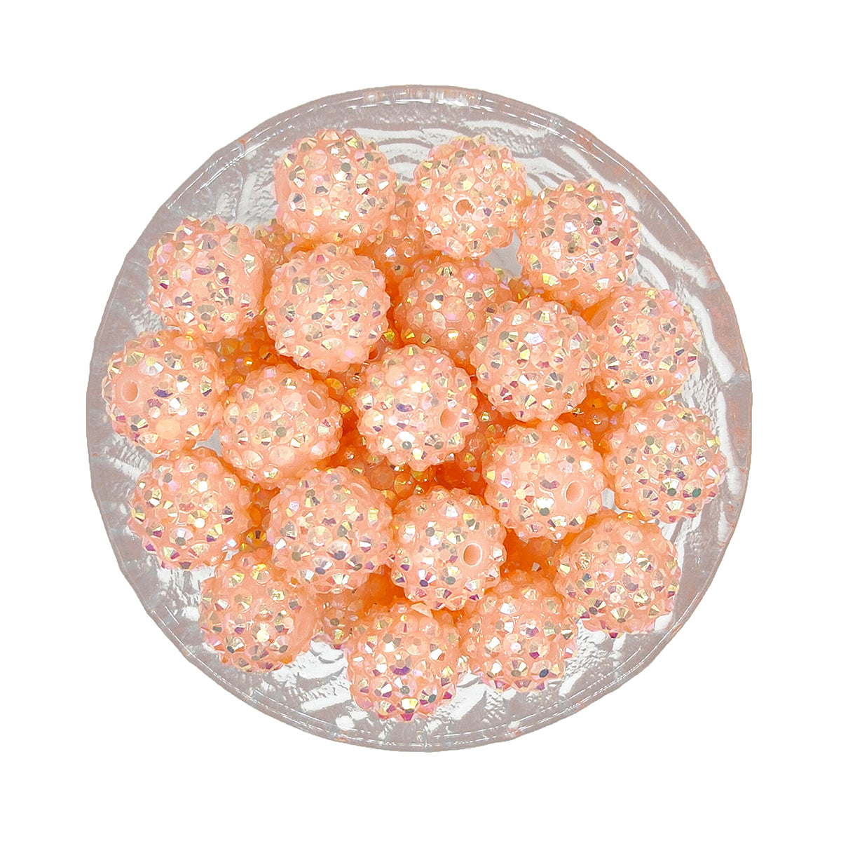 16mm Peach Pink Rhinestone Acrylic Beads