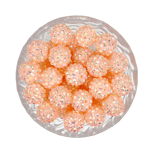 16mm Peach Pink Rhinestone Acrylic Beads