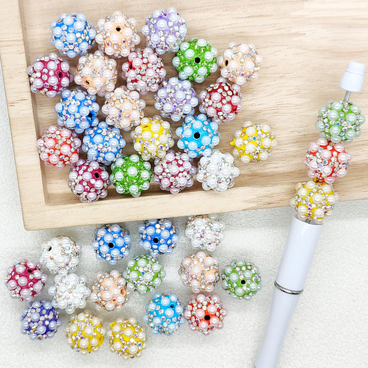 Pearl Rhinestone Polymer Clay Fancy Beads