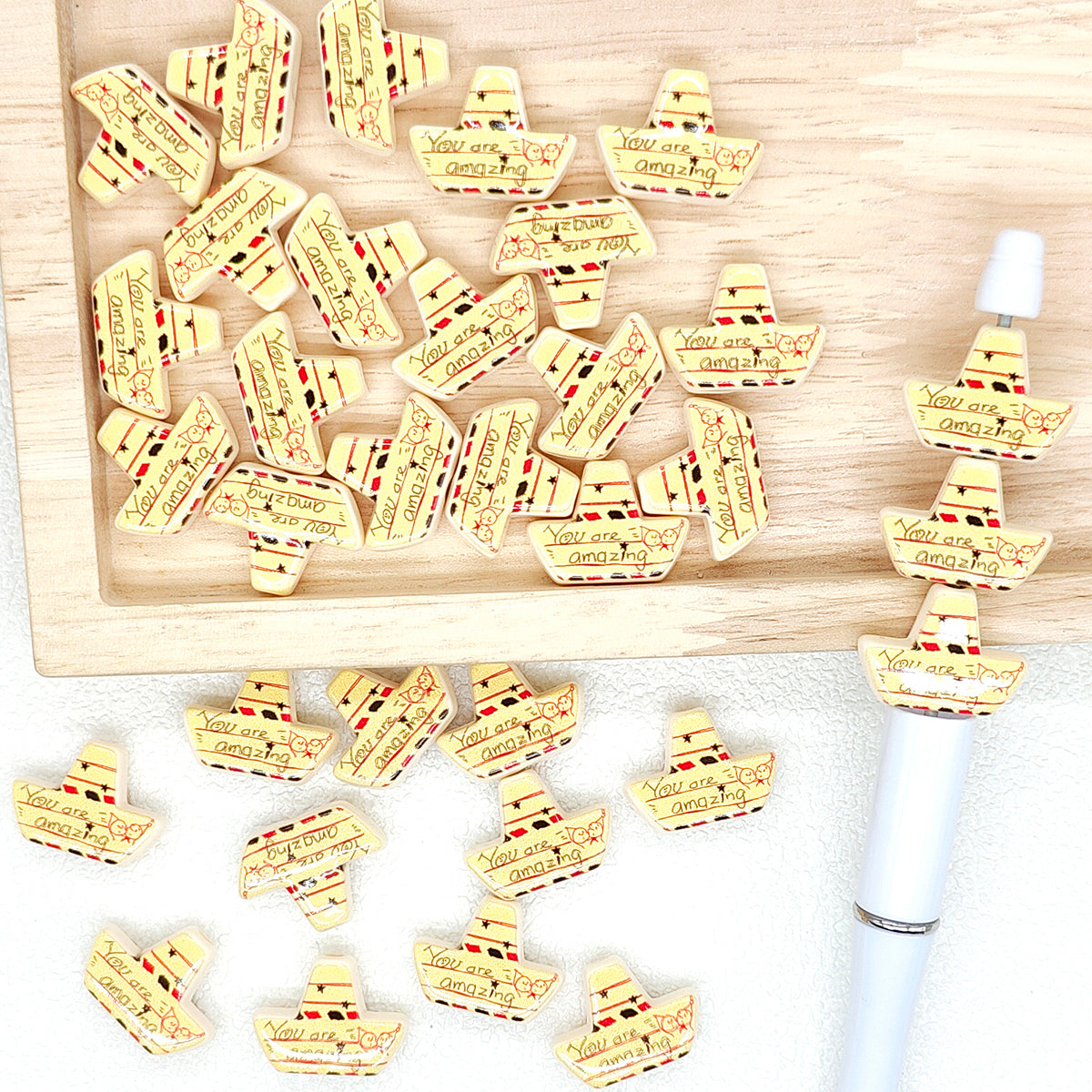 Print Boat Shape Acrylic Beads,Jewelry Beads,DIY Beadable Pen