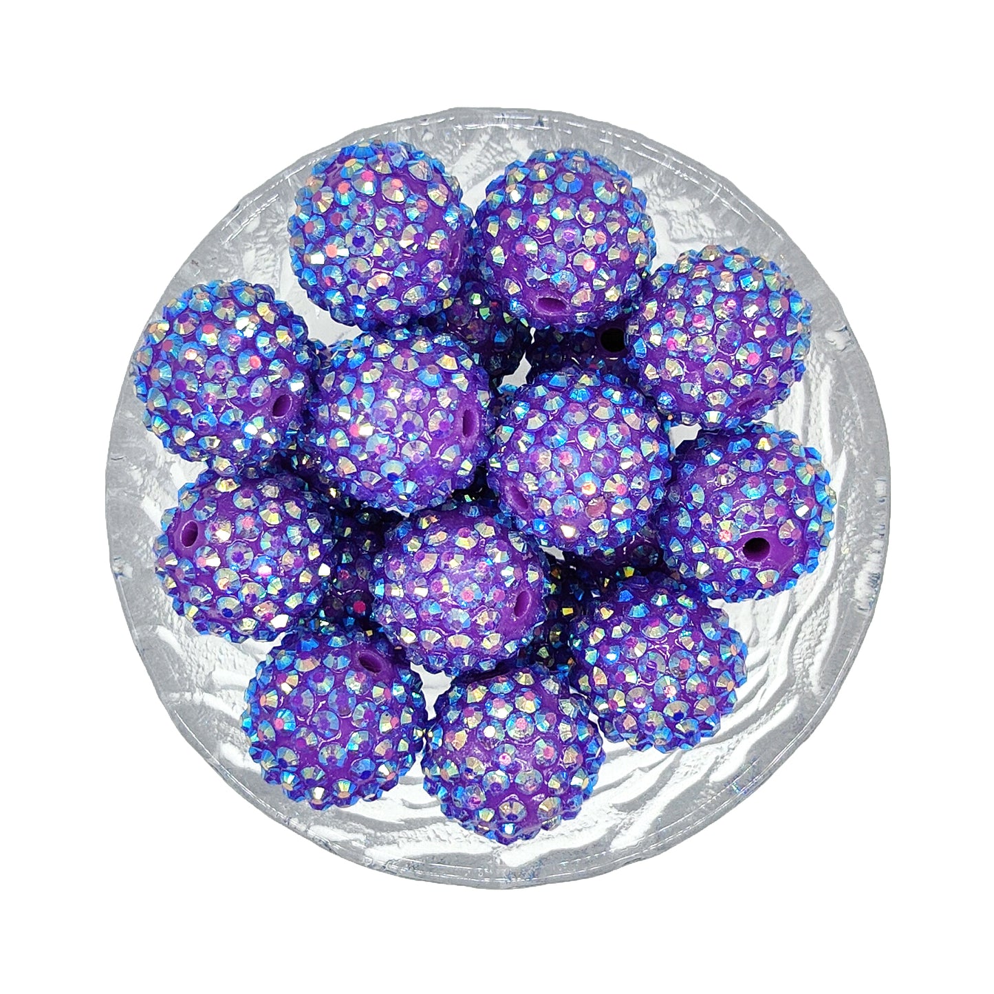 20mm Purple Rhinestone Bubblegum Acrylic Beads