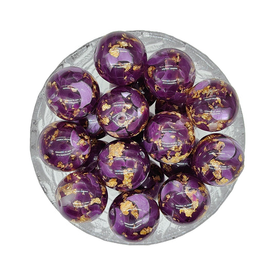 20mm Purple Flake Chunky Bubblegum Acrylic Beads