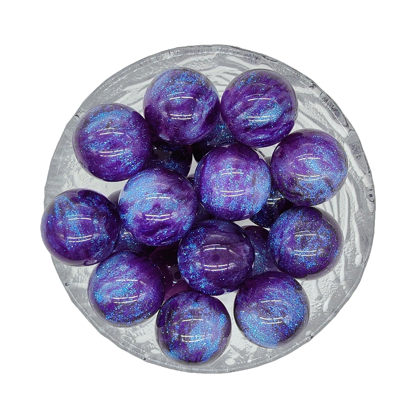 20mm Purple Glitter Chunky Bubblegum Acrylic Beads
