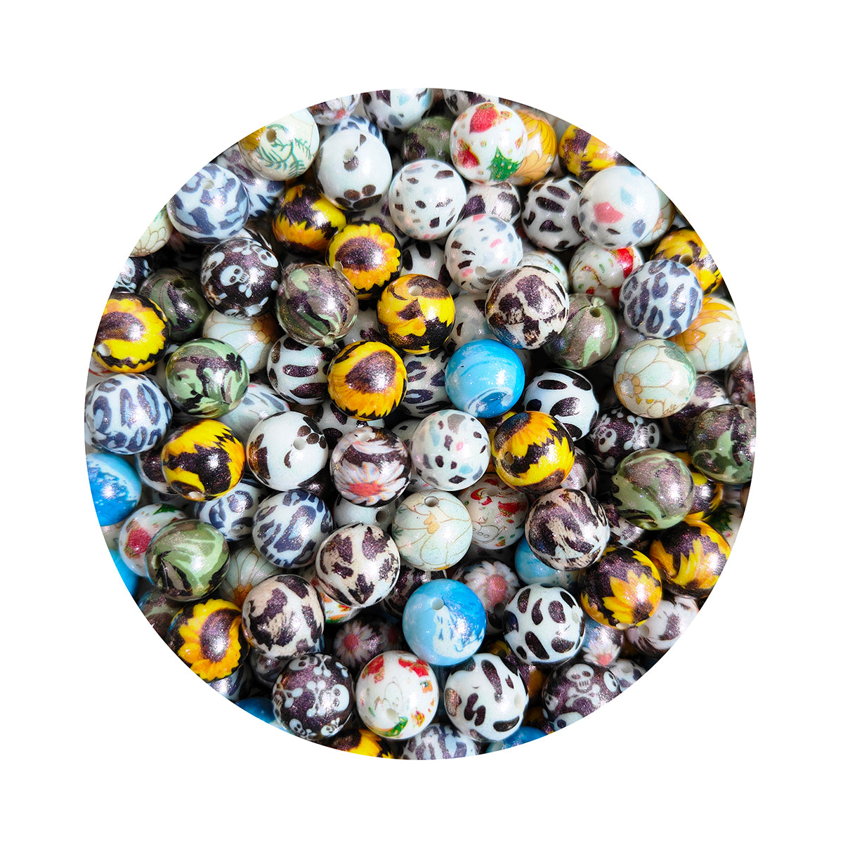 15mm Round Opal Print Silicone Beads – MrBiteBabyStore
