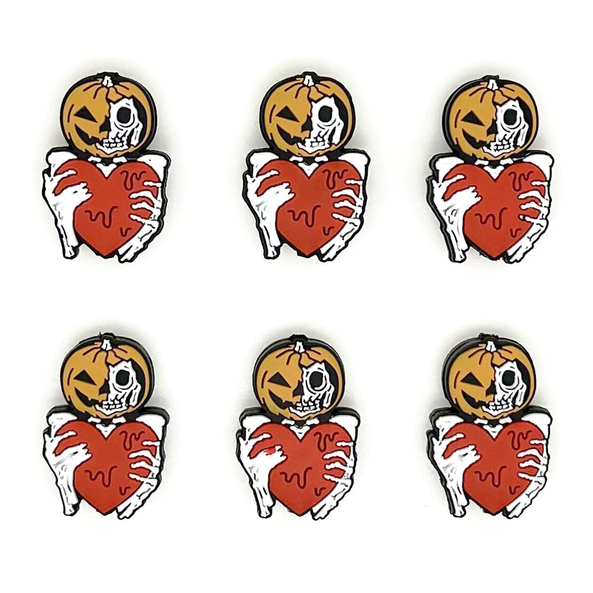Skeleton Pumpkin Heart Halloween Focal