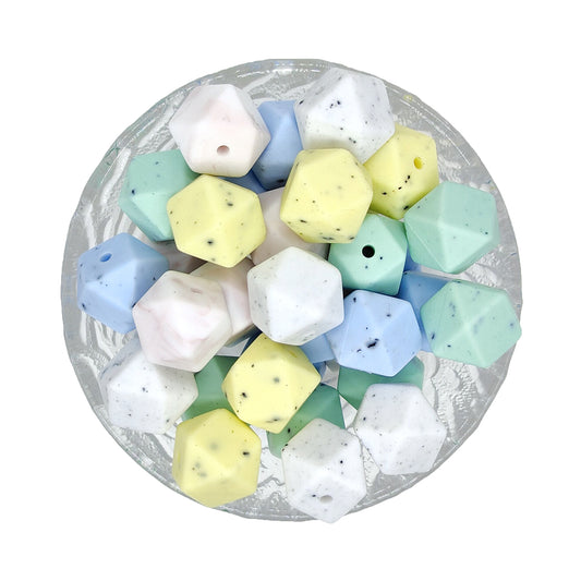 14mm Mix Colors Hexagon Silicone Beads