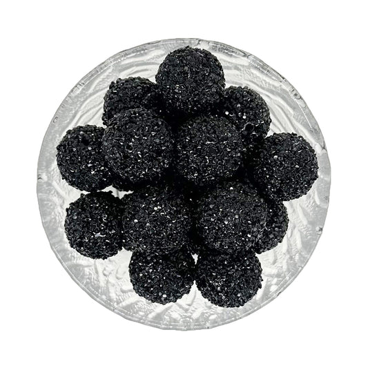 20mm Black Rhinestone Chunky Bubblegum Acrylic Sugar Beads