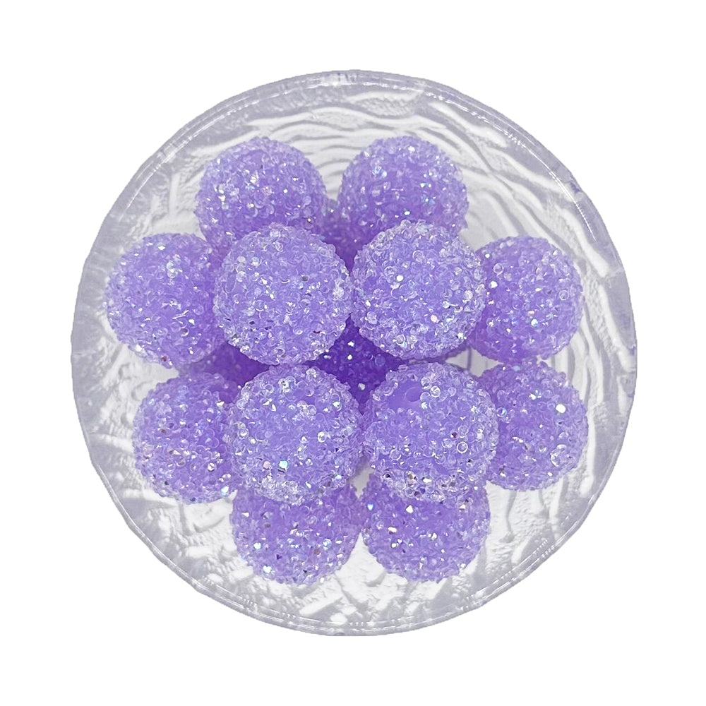20mm Light Purple Rhinestone Chunky Bubblegum Acrylic Sugar Beads