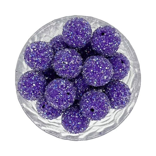 20mm Purple Rhinestone Chunky Bubblegum Acrylic Sugar Beads