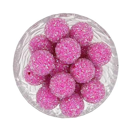 20mm Fuchsia Rhinestone Chunky Bubblegum Acrylic Sugar Beads