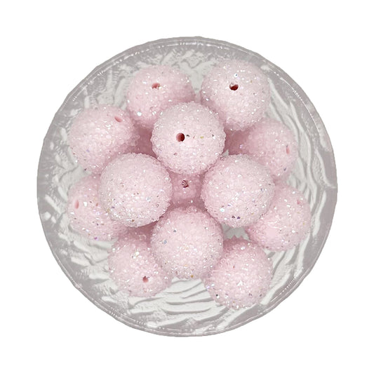 20mm Light Pink Rhinestone Chunky Bubblegum Acrylic Sugar Beads