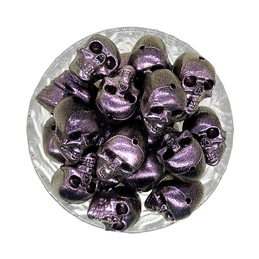 Halloween Opal Black Skull Silicone Beads