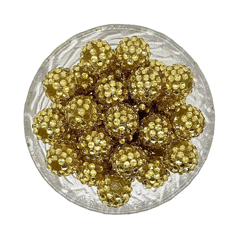 16mm Champagne Rhinestone Bubblegum Beads